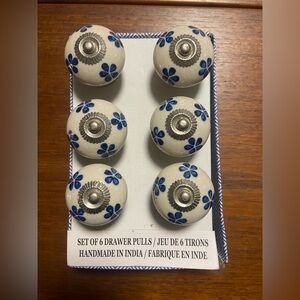 Set of 12 Blue and White Porcelain Drawer Pulls